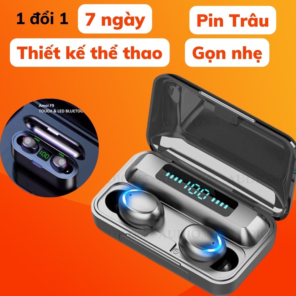Tai Nghe Bluetooth True Wireless F9 PRO Bluetooth 5.0 | Bản Quốc Tế | Cảm Ứng | Chống Nước boxshop