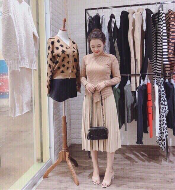 Chân váy xếp li dáng dài hàng QC (hình thật/sẵn)