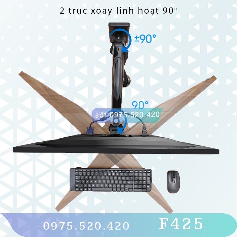 F425/ Giá Treo Màn hình gắn tường/ Tay treo/Arm màn hình gắn tường/ Lò xo thuỷ lực [Màn Hình 17&quot; - 32&quot;]