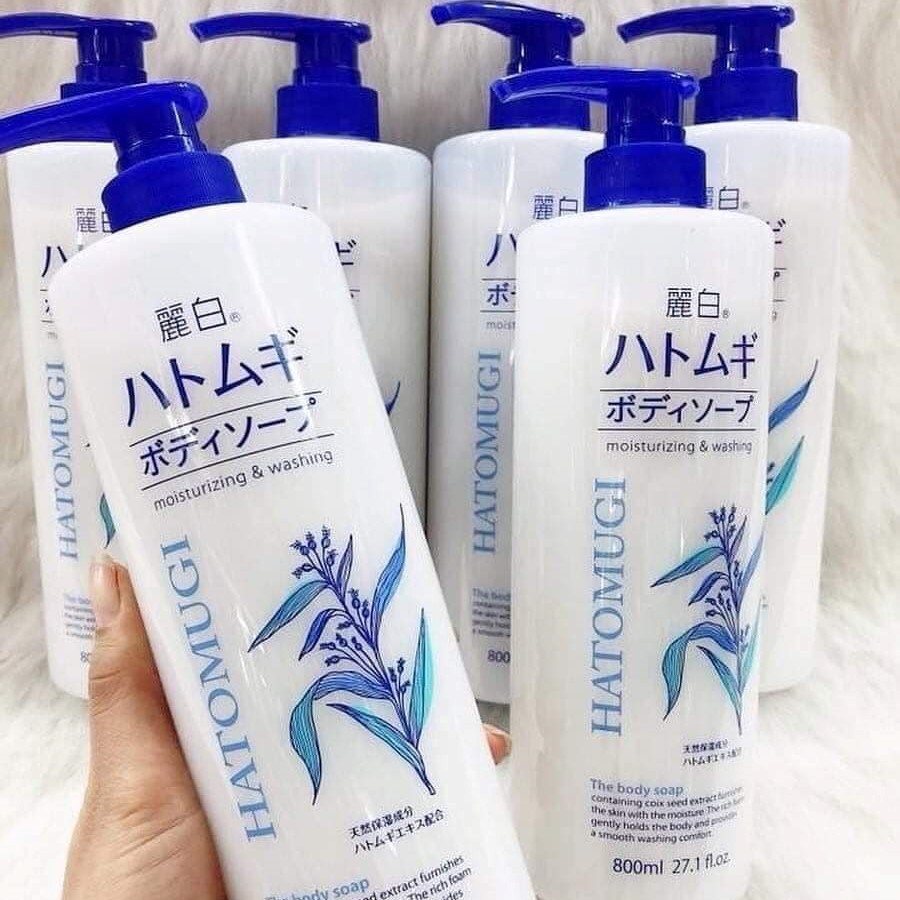 Sữa tắm trắng da Hatomugi Moisturizing Washing hạt ý dĩ 800ml Nhật Bản