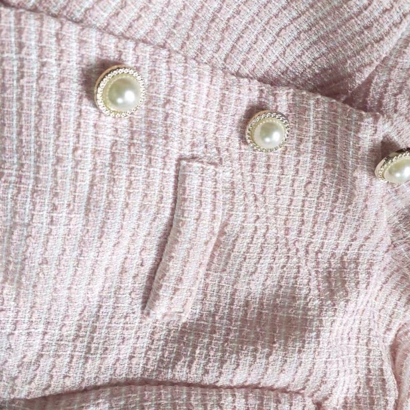 |JOY SET| Set tiểu thư áo nút ngọc chân váy hồng phấn TLÉA