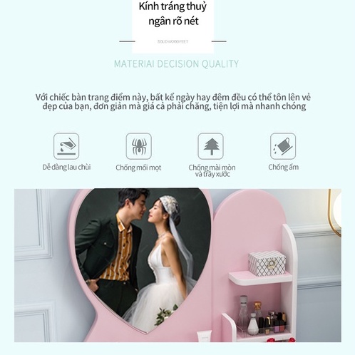 Bàn trang điểm tại nhà Dùng được cả trong những căn hộ nhỏ Có kèm gương Hiện đại tối giản có thể trữ được nhiều đồ