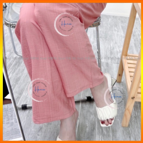 Quần Cullotte Ống Rộng Chất Đũi Lụa Mềm Mịn, Nhẹ Mát Dáng Suông Dài Cạp Chun Co Giãn Mùa Hè Hanva