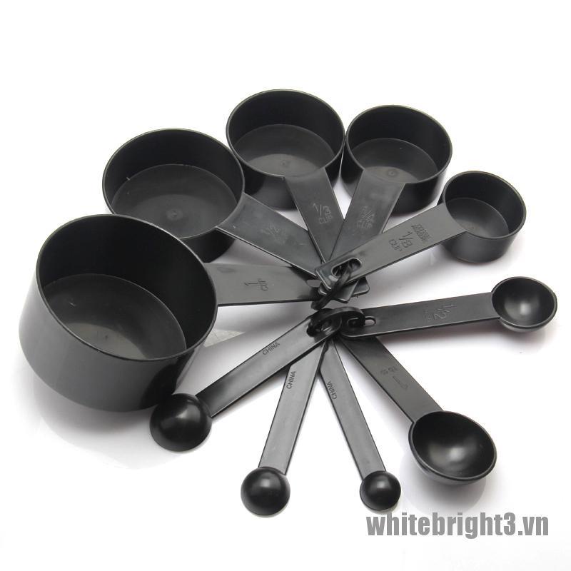 Bộ 10 Muỗng Đo Lường Bằng Nhựa Màu Đen Chất Lượng Cao