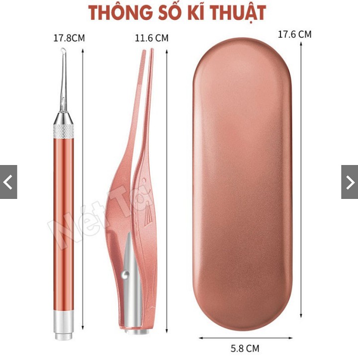 Đèn ngoáy tai - Bộ 2 dụng cụ ngoáy tai cao cấp có đèn an toàn (kèm hộp) -HD365