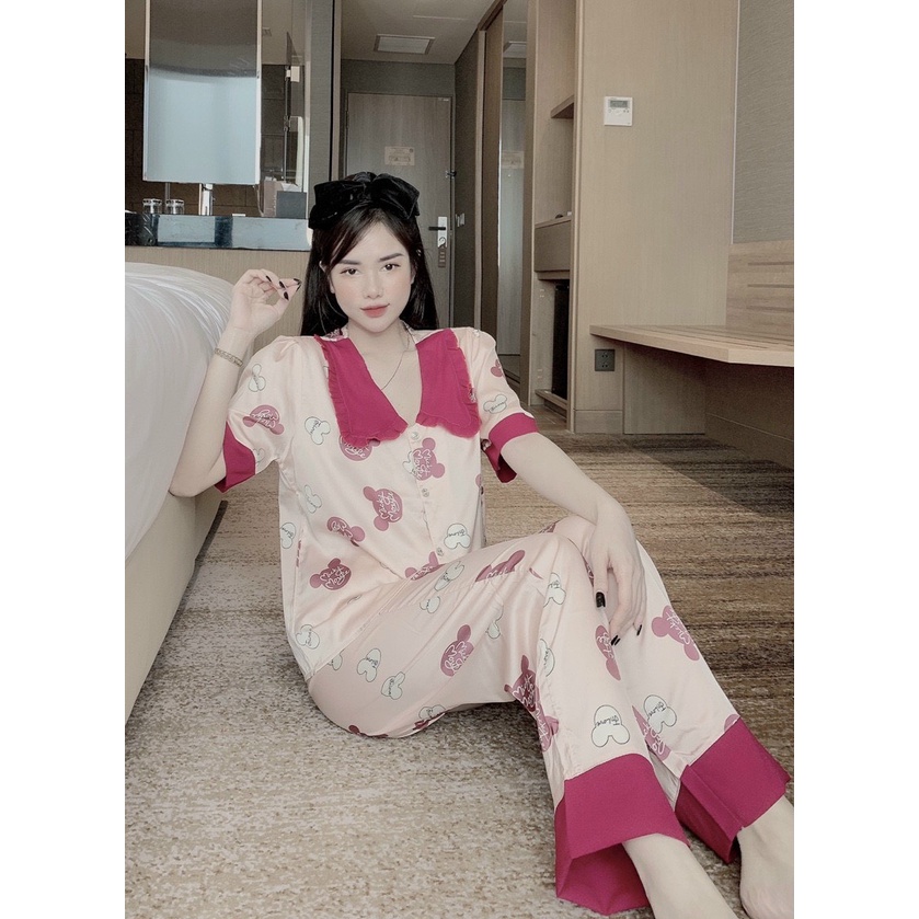 Đồ bộ pijama nữ tay ngắn quần dài hot trend siêu xinh, đồ bộ lụa mango , lụa latin hot nhất hiện nay giá rẻ free ship