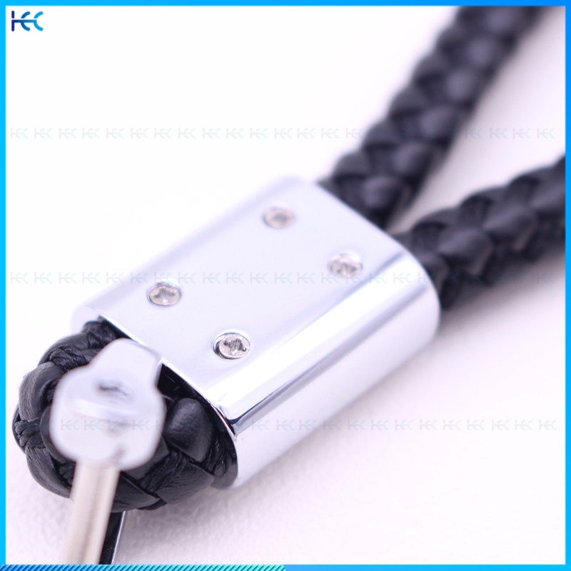 Móc Khóa Xe Hơi Dây Da Đan Logo Màu Hồng