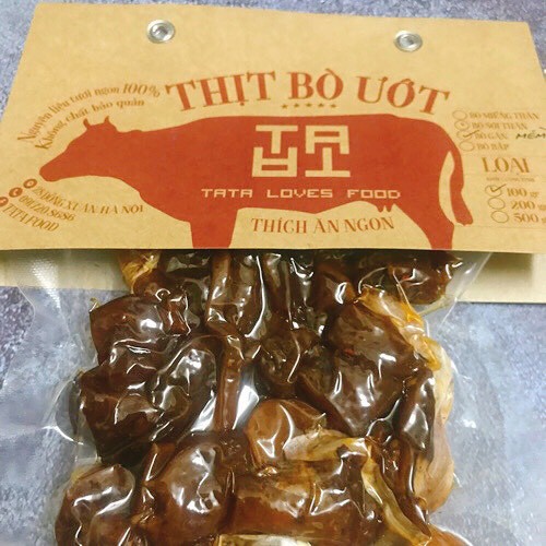 THỊT BÒ KHÔ ƯỚT TỎI - BÒ GÂN ƯỚT TỎI - TATA FOOD - GÓI 100g | BigBuy360 - bigbuy360.vn