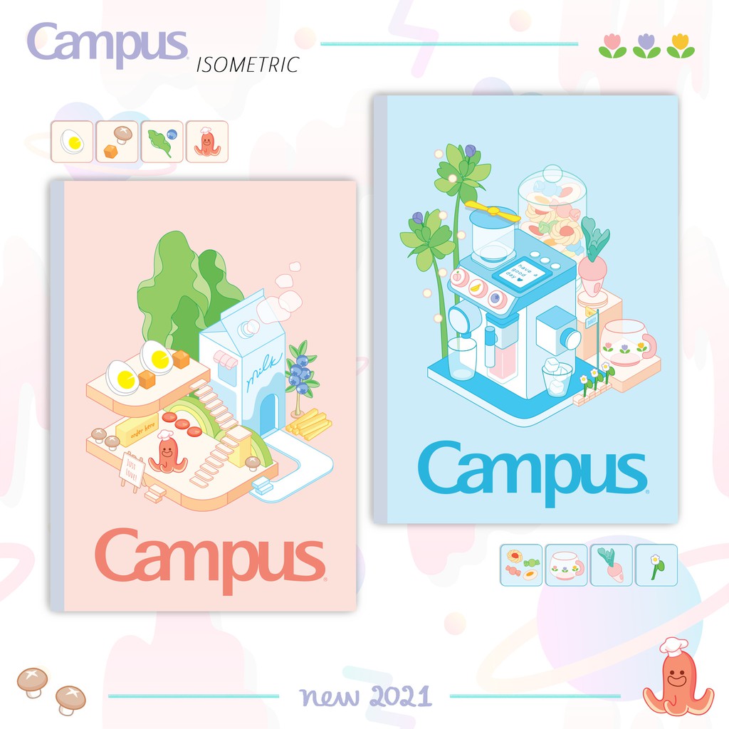 [Mẫu mới 2021] Vở KN có chấm Campus ISOMETRIC 80 trang (Lốc 10 quyển)