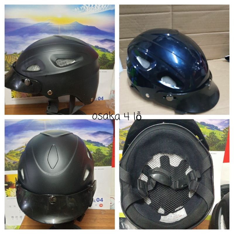 Mũ bảo hiểm 1/2 osaka lỗ thoáng mát nhẹ đầu chất lượng