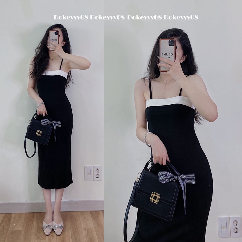 Váy hai dây body dáng dài chất co giãn