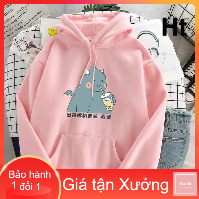 Áo hoodie khủng Long mút trà sữa HT11 , áo thun nam nữ, áo thun, sét bộ mặc ở nhà, áo nỉ ấm - LEEDA MODY