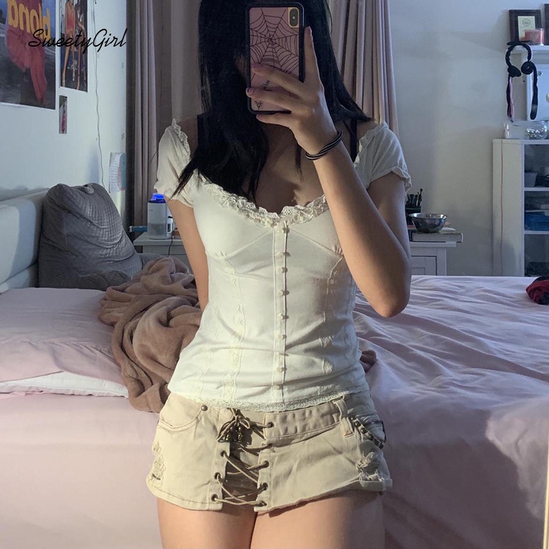 Áo Thun Tay Ngắn Cổ Chữ V Màu Sắc Ngọt Ngào Dành Cho Nữ