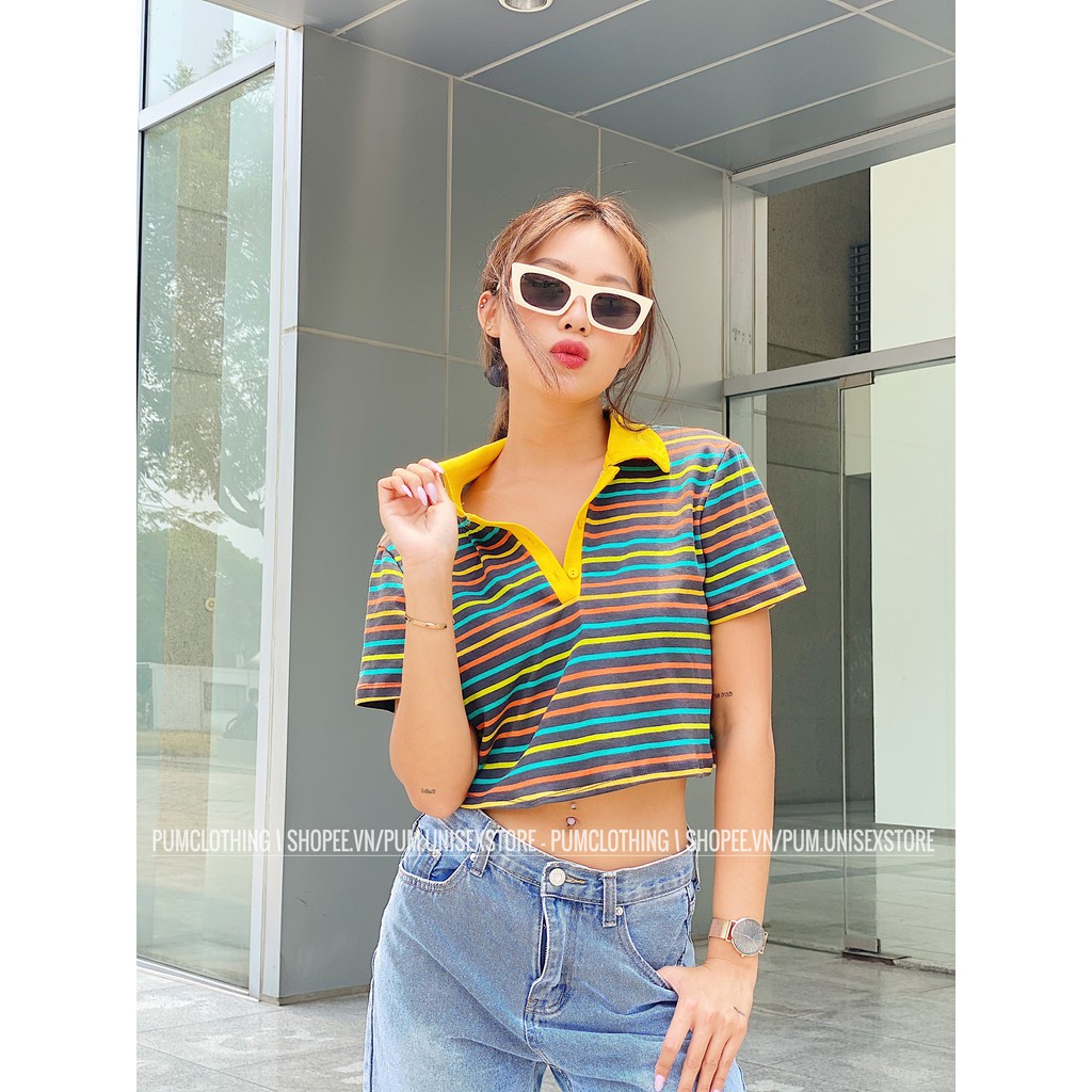 Áo croptop cổ bẻ
