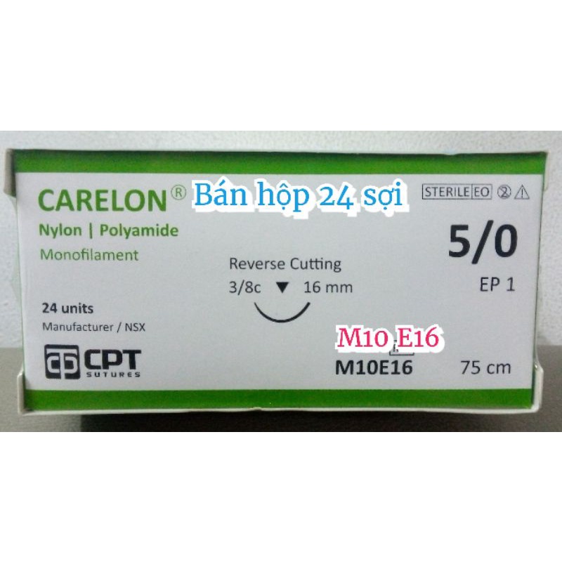 Chỉ phẫu thuật NYLON 5/0 , hộp 24 sợi.