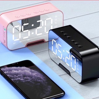 Loa bluetooth mặt gương kiêm đồng hồ báo thức a18 - có khe cắm thẻ nhớ - đài fm