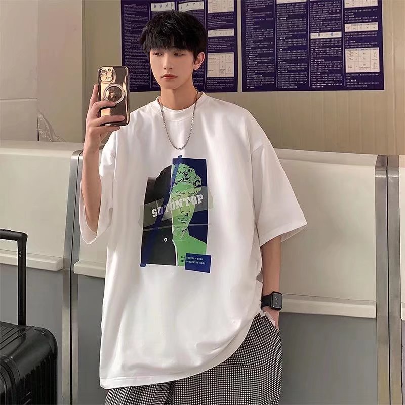 Áo Thun Dáng Rộng In Chữ Phong Cách Nhật Bản Thời Trang Mùa Hè Cho Nam Cỡ M-8XL