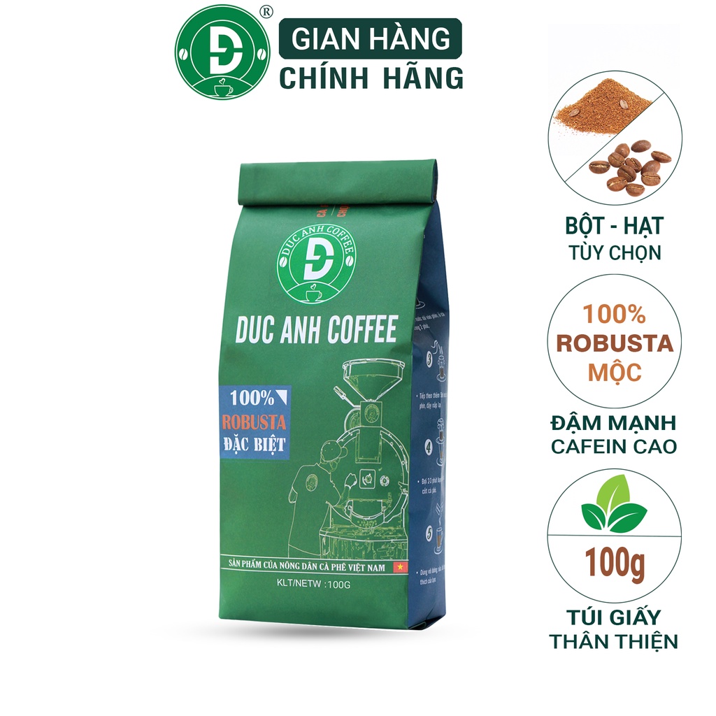 [Gói Dùng Thử] Cà phê Rang Mộc D COFFEE 100% Robusta Buôn Ma Thuột - Gói 100g Nguyên Chất - Công Ty Cà Phê Đức Anh