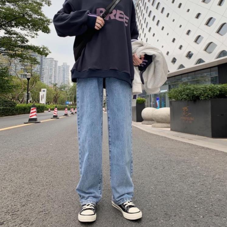 Quần jean nữ lưng cao ống suông,rộng Hiyou, Quần bò nữ lưng cao ống rộng style hàn quốc dáng suông hot 2022 TR01 | BigBuy360 - bigbuy360.vn