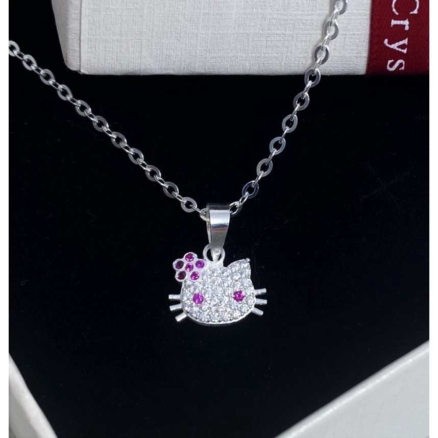Dây chuyền bé gái mặt hình mèo kytty, chất liệu bạc ta cao cấp - Trang sức bạc Evasilver