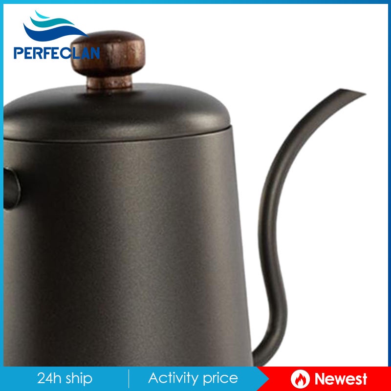 Ấm Đun Nước Bằng Thép Không Gỉ Cổ Ngỗng 600ml Với Nhiệt Kế Hẹp Dài