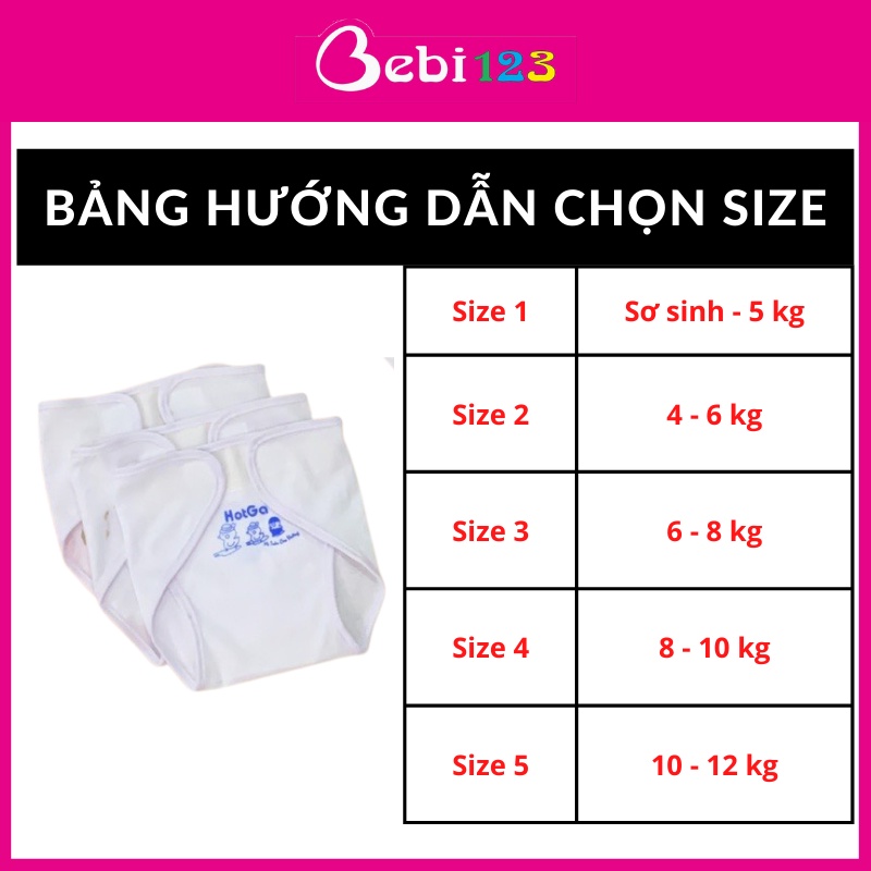 Set 5 quần tã vải dán sơ sinh cao cấp Hotga cho bé