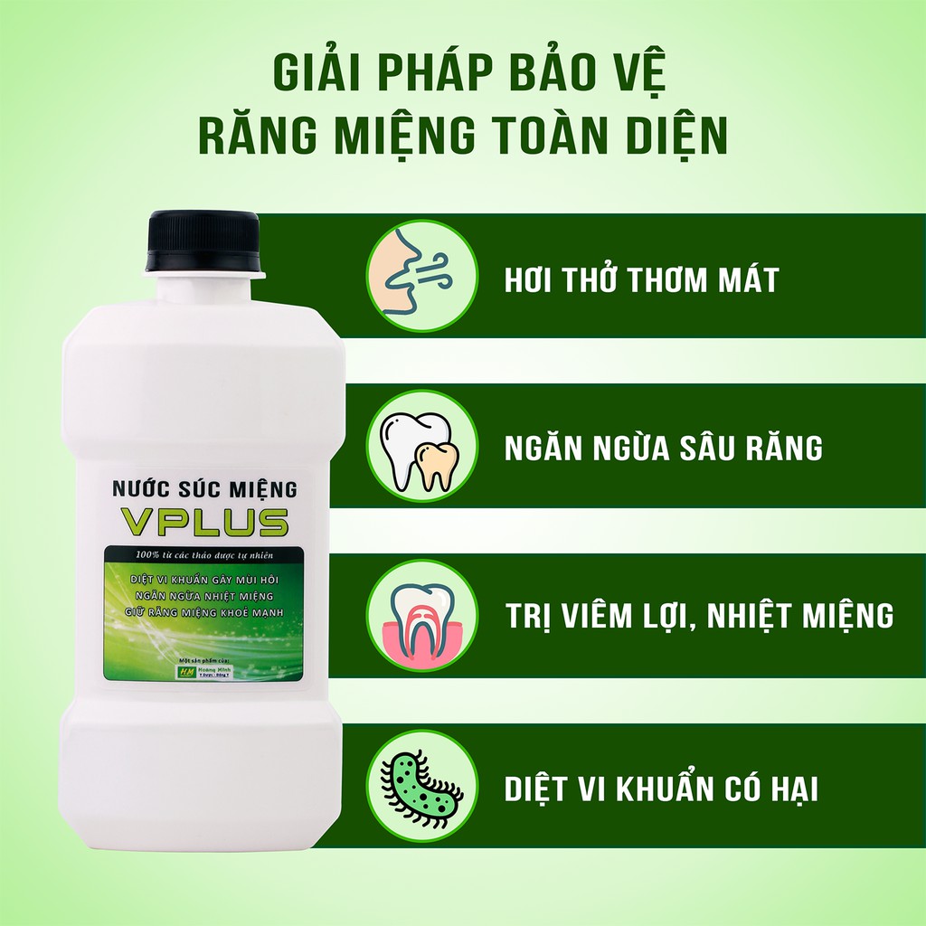 Nước Súc Miệng VPLUS 500ml - Ngăn ngừa hôi miệng, nhiệt miệng, viêm răng lợi