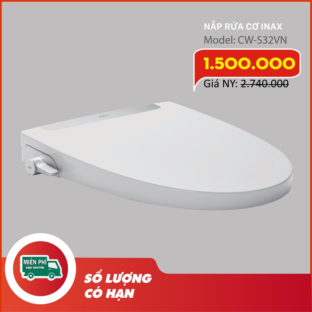 ⊕✶▩Nắp bồn cầu thông minh Inax CW-S32, rửa cơ không dùng điện thay thế các loại