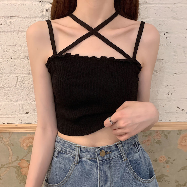 Áo Croptop Màu Trơn Phong Cách Hàn Quốc Cho Nữ