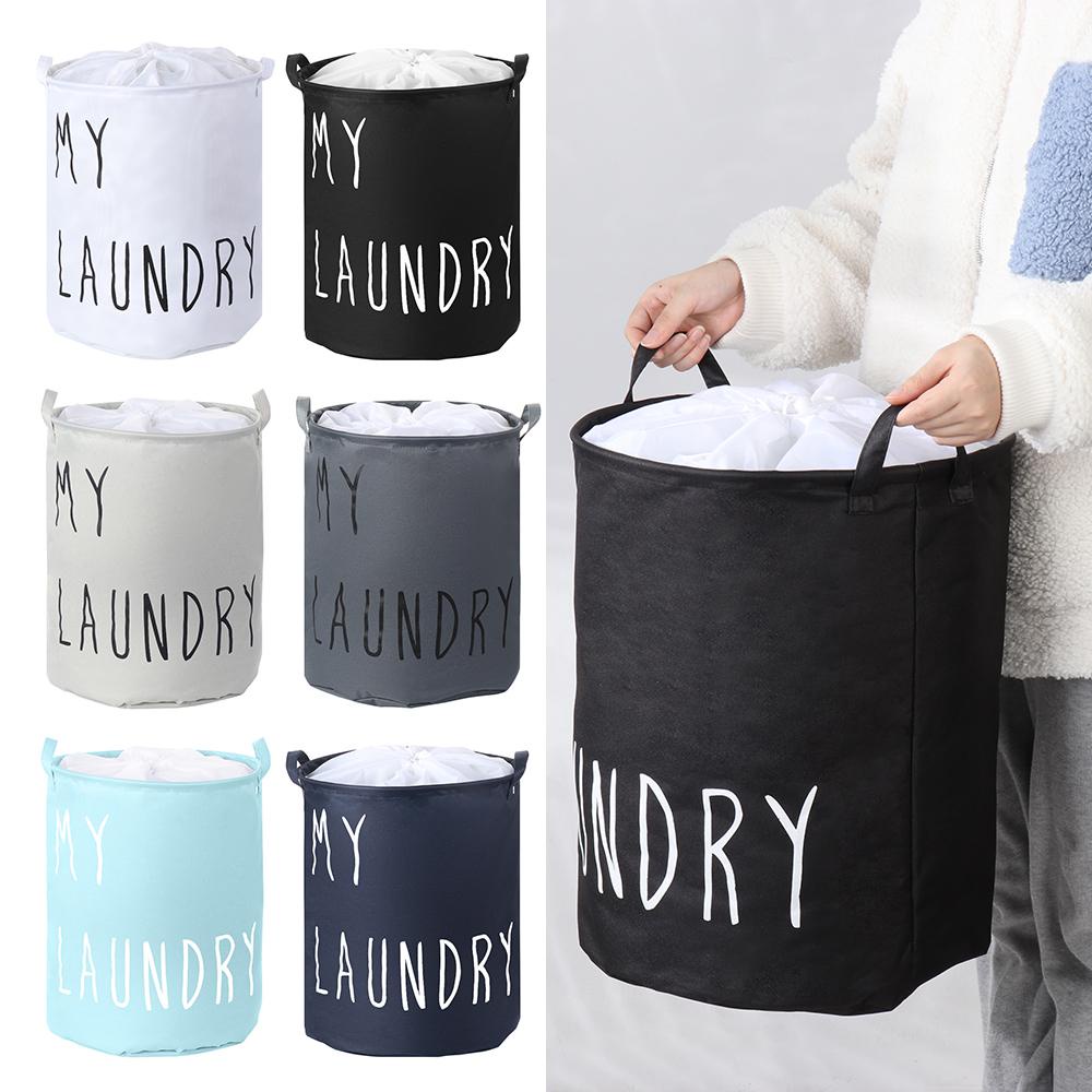 Giỏ Đựng Quần Áo Bẩn Bằng Vải Lanh Cotton Khóa Cài Tròn Tiện Lợi