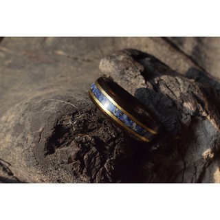 Nhẫn Gỗ Mun uốn cẩn đá Lapiz Lazuli
