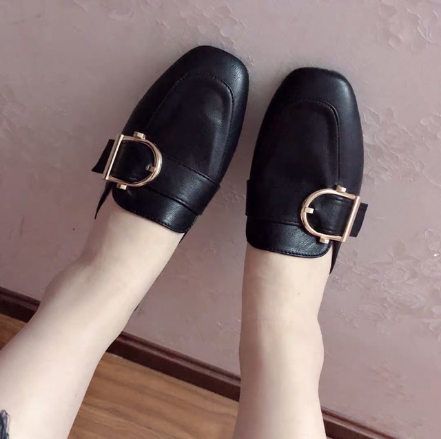 Mules Shoes/ Giày Búp Bê Đế Xuồng, Giày búp bê mũi vuông khoá chữ D , Gót vuông 2.5p (4 Ảnh Thật Cuối) | BigBuy360 - bigbuy360.vn