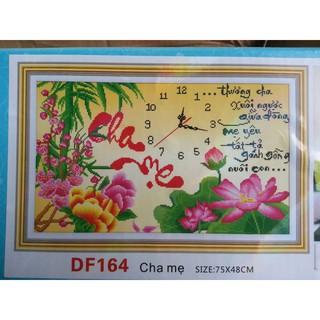 Tranh đính đá đồng hồ cha mẹ DF164