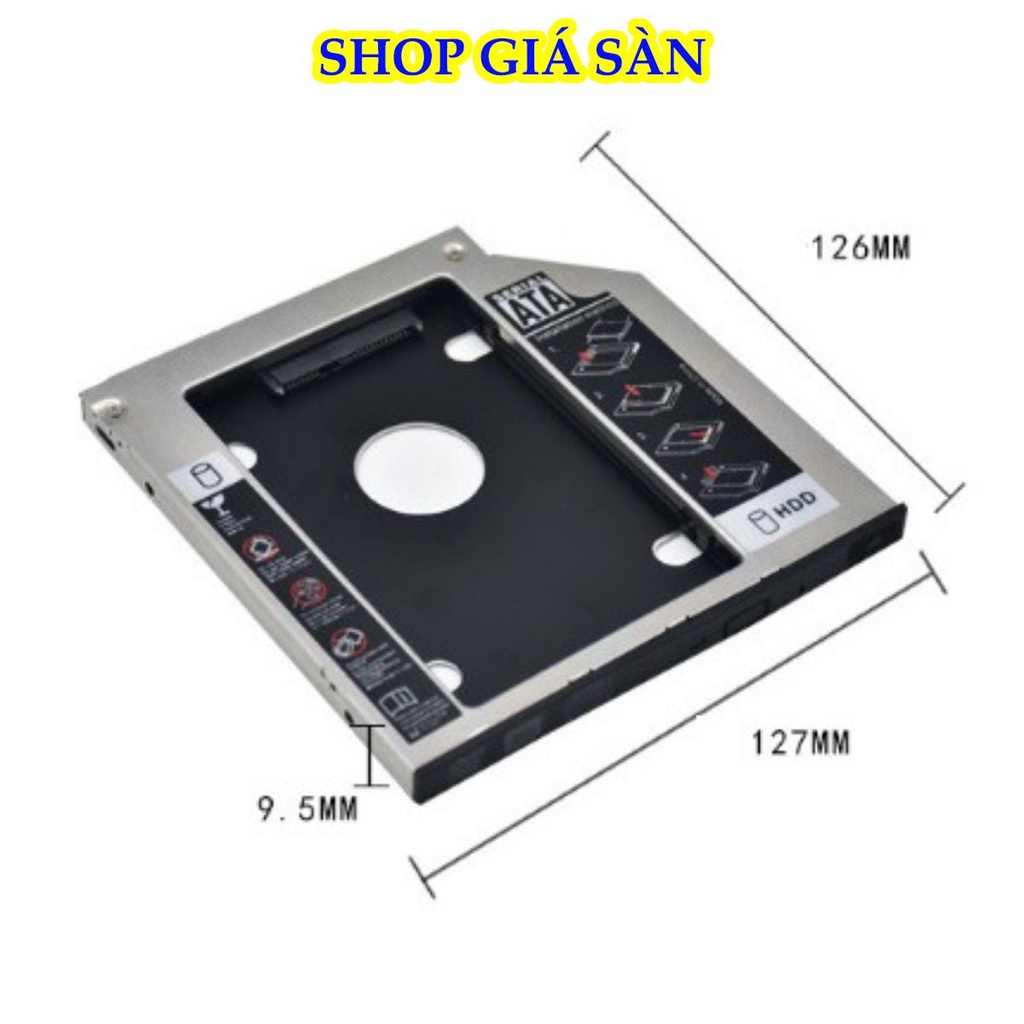 Caddy Bay Sata3 Cho SSD Và HDD 2,5” - Vỏ Nhựa/Nhôm – Size: 9.5/12.7mm – Khay Ổ Cứng Thay Thế Ổ DVD