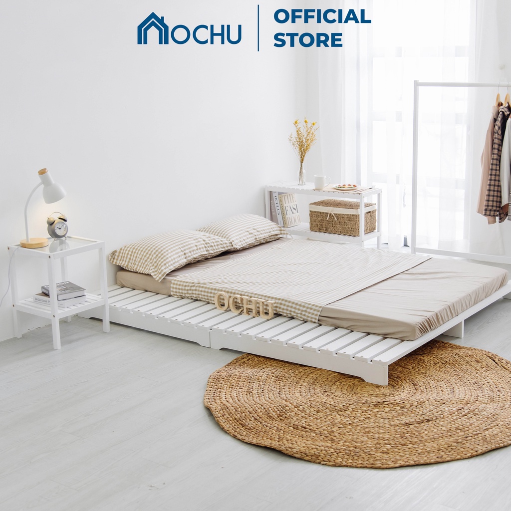 Giường ngủ Pallet gỗ thông OCHU lắp ráp gấp xếp gọn PALLET BED - WHITE Nội thất thông minh phong cách Hàn Quốc