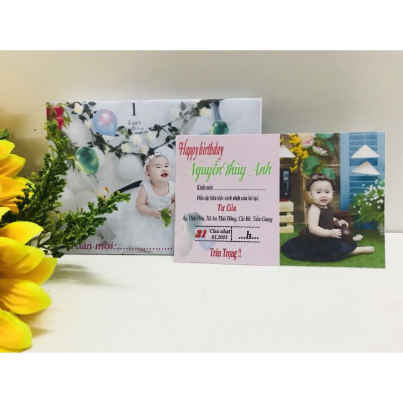 Thiệp mời THÔI NÔI, Sinh Nhật, Đầy Tháng bé gái