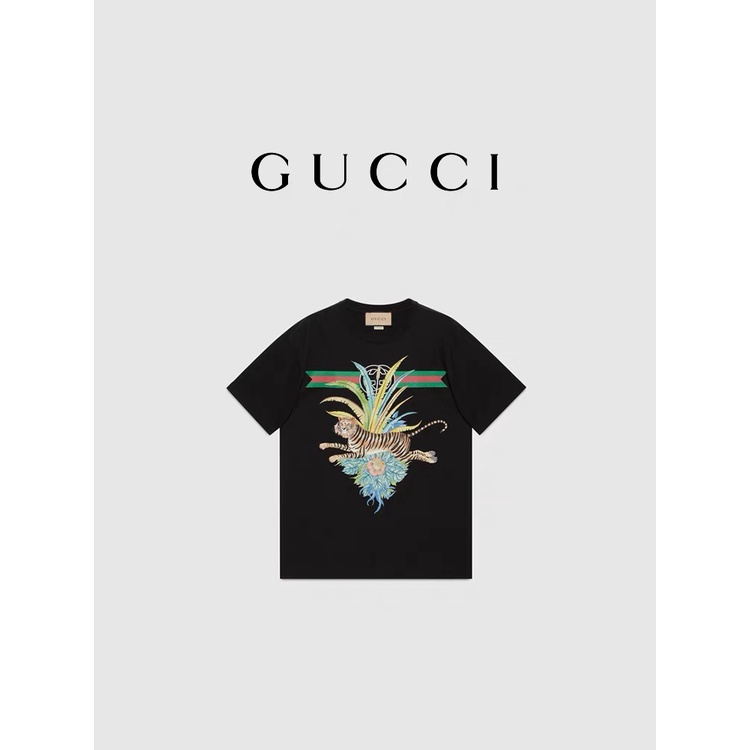 Áo phông nữ thời trang cao cấp Gucci GG GC thiết kế in hình con hổ cùng họa tiết đặc trưng của thương hiệu độc đáo