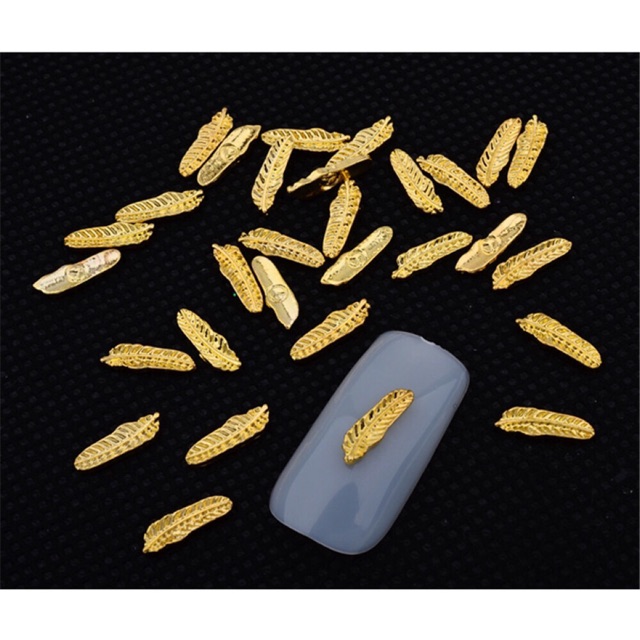 Charm hình lá gắn móng nail set 10 viên