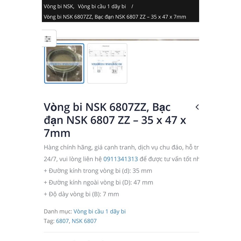 Vòng bi 6807(máy phay)✏️✏️✏️