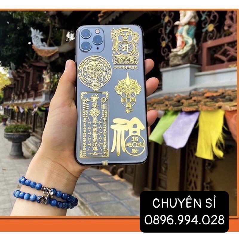 Bộ 5 miếng dán ốp lưng giải hạn XU TIẾN BẢO + THÁI TUẾ + TỲ HƯU+ BÚA+ CHUYỂN VẬN