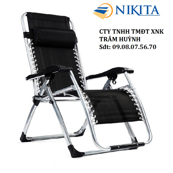 GHẾ XẾP GẤP THƯ GIÃN NIKITA NKT-139 VẢI LƯỚI (tặng khay đựng 1 ly nước)