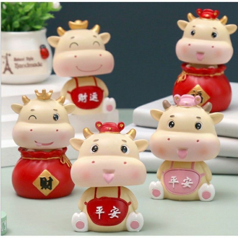 Combo 2 con Trâu trang trí bánh kem, bánh sinh nhật, tiểu cảnh