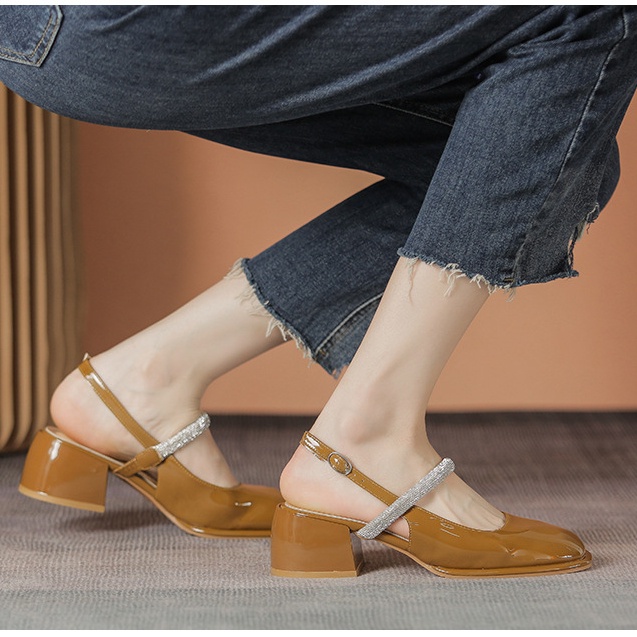 Giày Cao Gót Mũi Vuông Phong Cách Pháp Thời Trang Cho Nữ