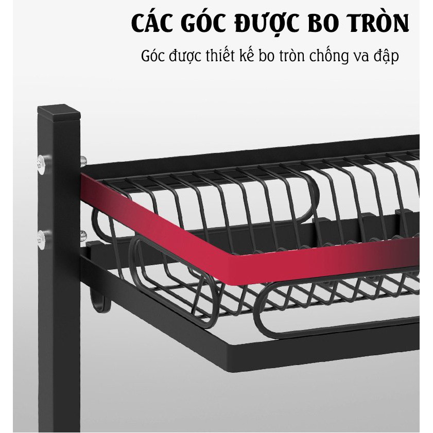 Kệ Để Chén Đĩa Trên Bồn Rửa Bát Thông Minh, Sơn Đen Tĩnh Điện Chống Bám Bẩn, Có Thể Để Rất Nhiều Bát Đĩa và Đồ Bếp