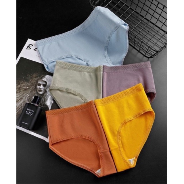 Quần Lót Cotton Nữ Y Tế Phối Cạp Ren Lưới, Diệt Khuẩn QL08