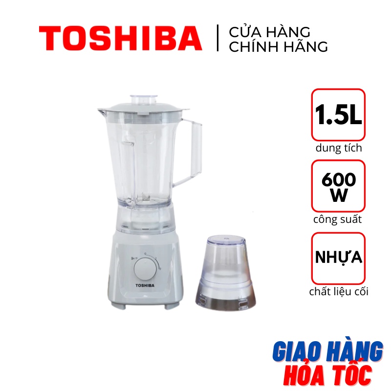 Máy xay sinh tố Toshiba MX-60T(H) dung tích 1.5L gồm 2 cối nhựa 600W dễ vệ sinh màu xám - Bảo hành hãng 12 tháng