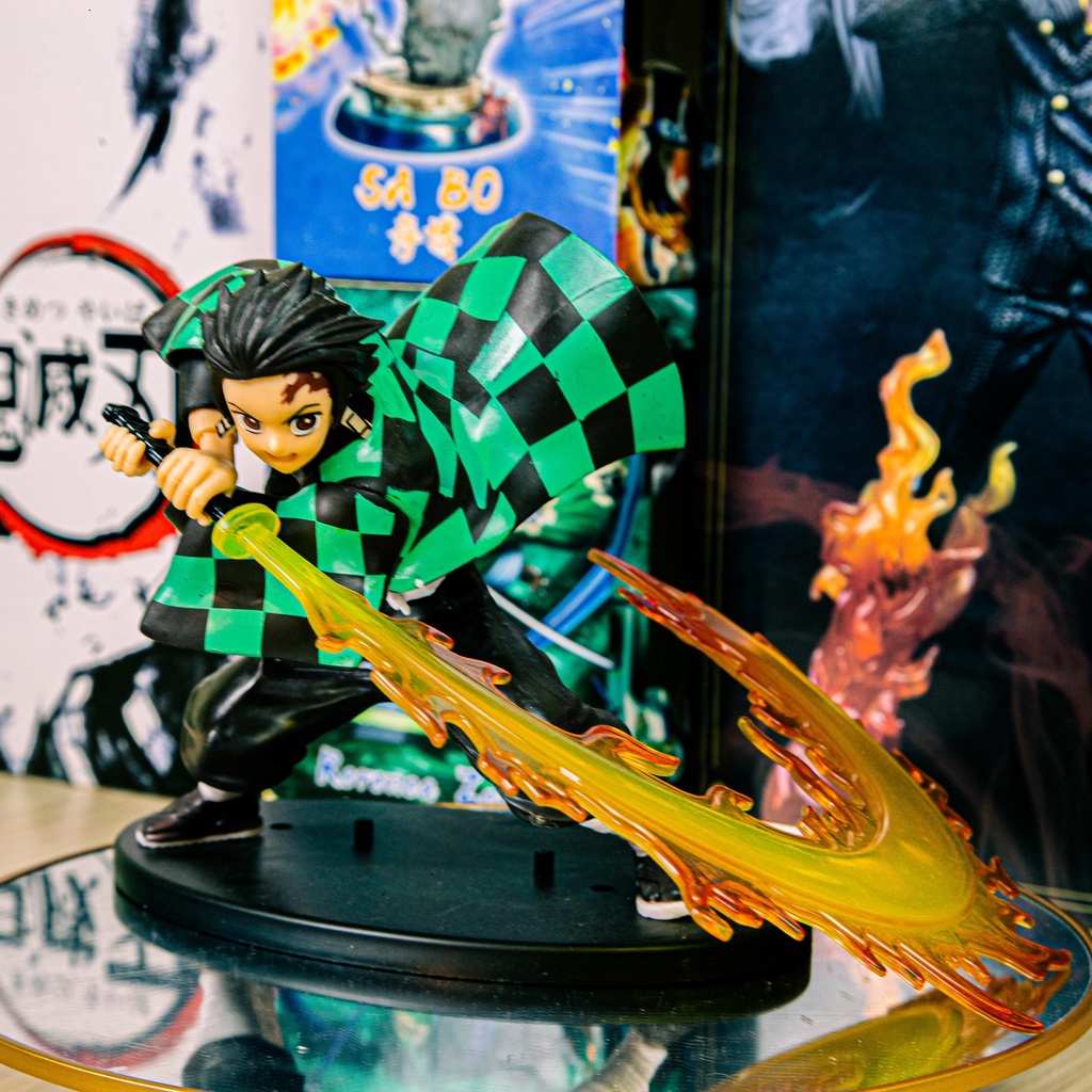 Mô hình Kimetsu no Yaiba Tanjirou hỏa kiếm 17cm cực chất, figure anime thanh gươm diệt quỷ trang trí decor siêu đẹp