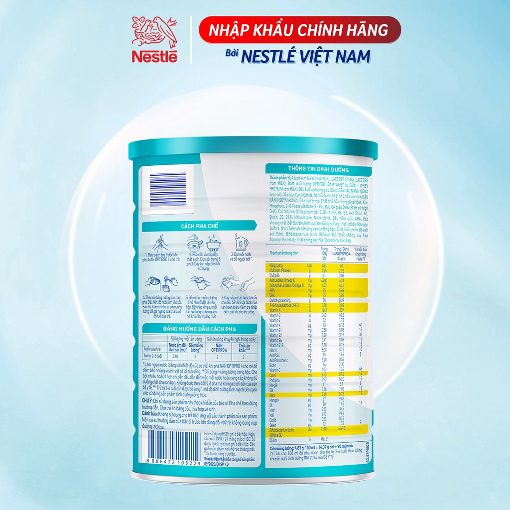 NHẬN 2 QUÀ 0Đ [Tặng 1 Bộ đồ chơi rửa chén] Combo 3 Lon Sữa Bột Nestle NAN Optipro 4 1,7kg/lon