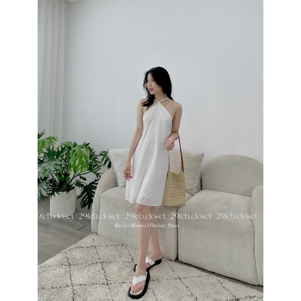 [Ảnh thật/Video] Váy yếm hoa chìm 2 lớp chất thô mềm mát - 29feb.closet - V11