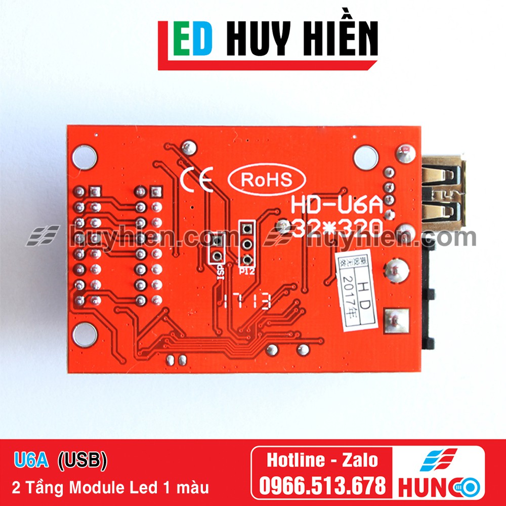 Card HD U6A  dùng cho 2 tầng module led 1 màu, Mạch HD U6A